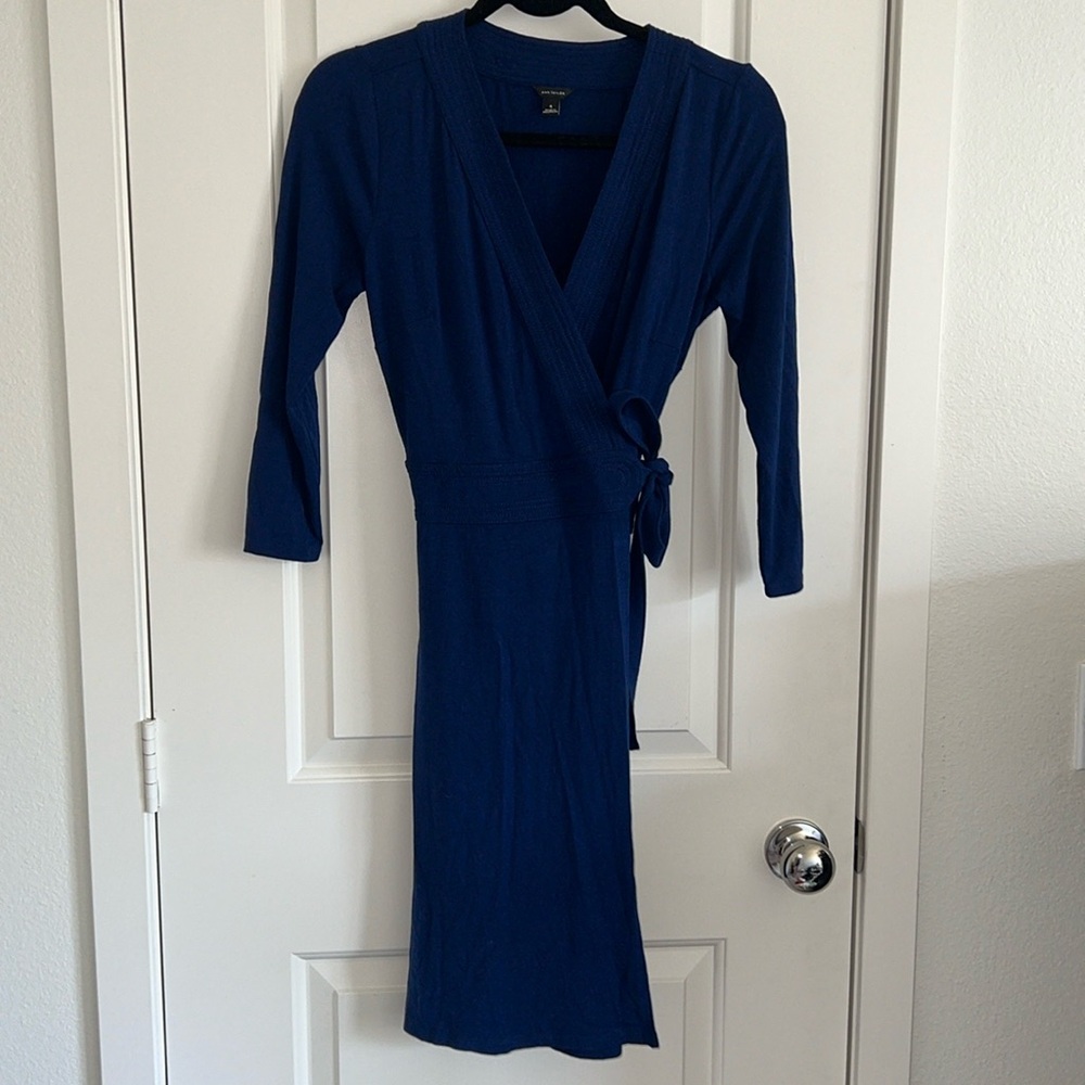 Ann Taylor Dark Blue Wrap Dress - Size 4
